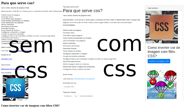 demonstração de página com css e apenas html